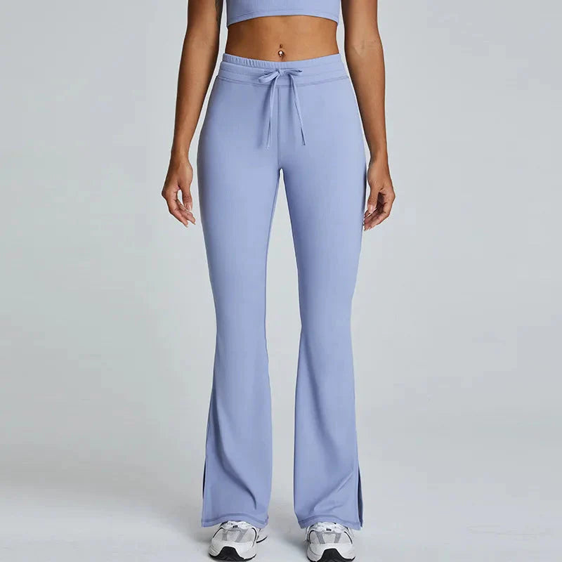 15. Kordel zug Yoga hosen Push-up Sport Legging Damen Laufen Workout Strumpfhosen Frauen Sport Leggings Fitness weites Bein Hosen Turnhose Starlethics Grey blue L CHINA