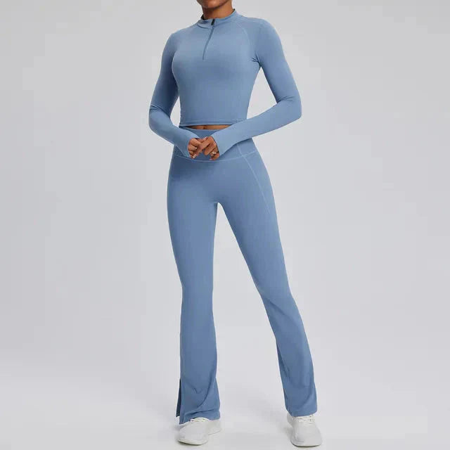 Dominance Athletic Flared Gym Set - Leggings + Top Sets Starlethics Haze Blue S 