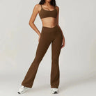 Active Wanders Flared Gym Set - Leggings + Bra Sets Starlethics Light Coffee S 