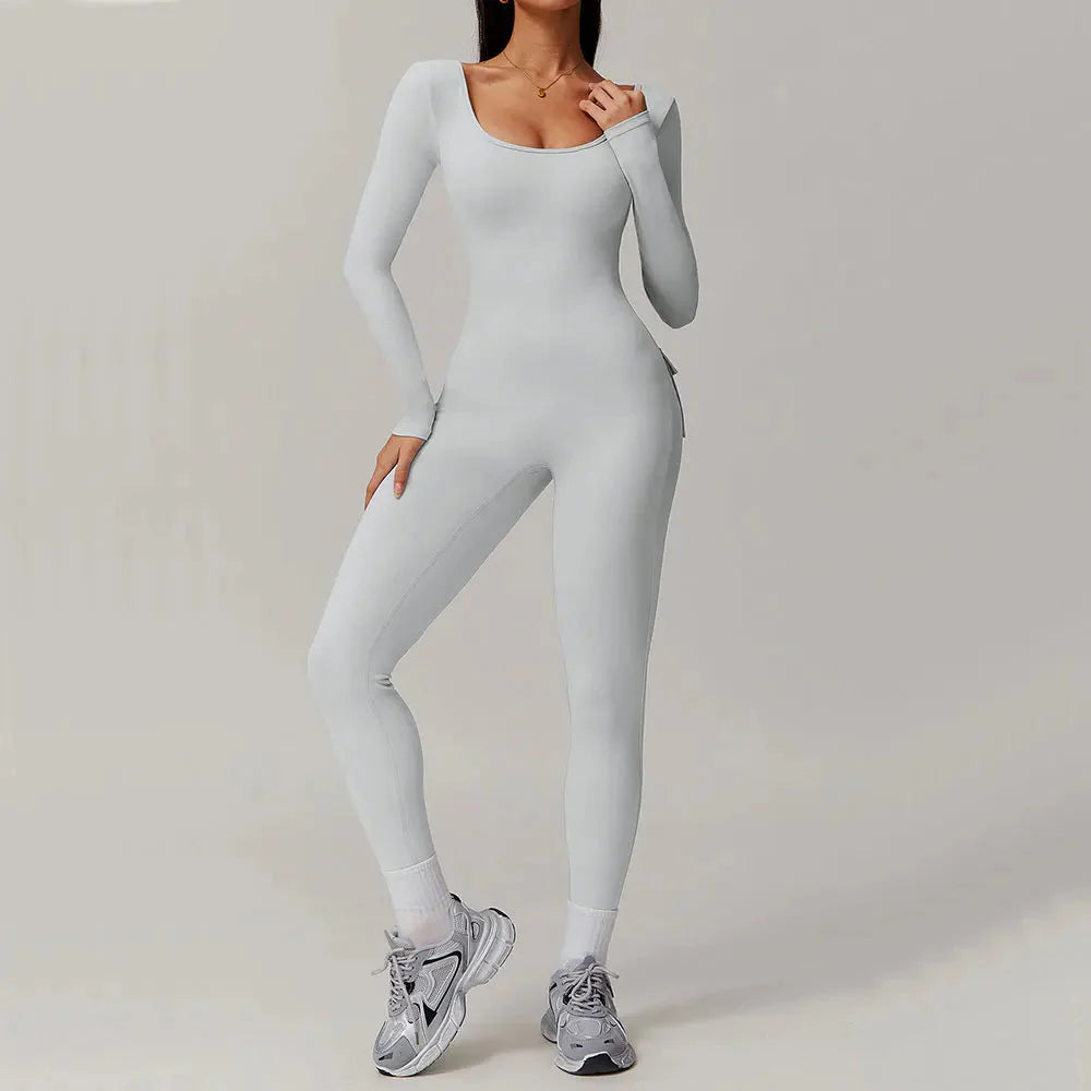 6. Women's Long Sleeved Yoga Set Jumpsuits One Piece Fitness Rompers Sportswear Tracksuit Gym Set Sports Running Workout Clothes Starlethics 
