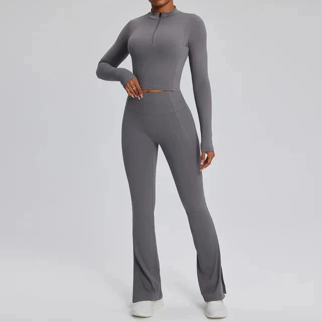 Dominance Athletic Flared Gym Set - Leggings + Top Sets Starlethics Grey S 