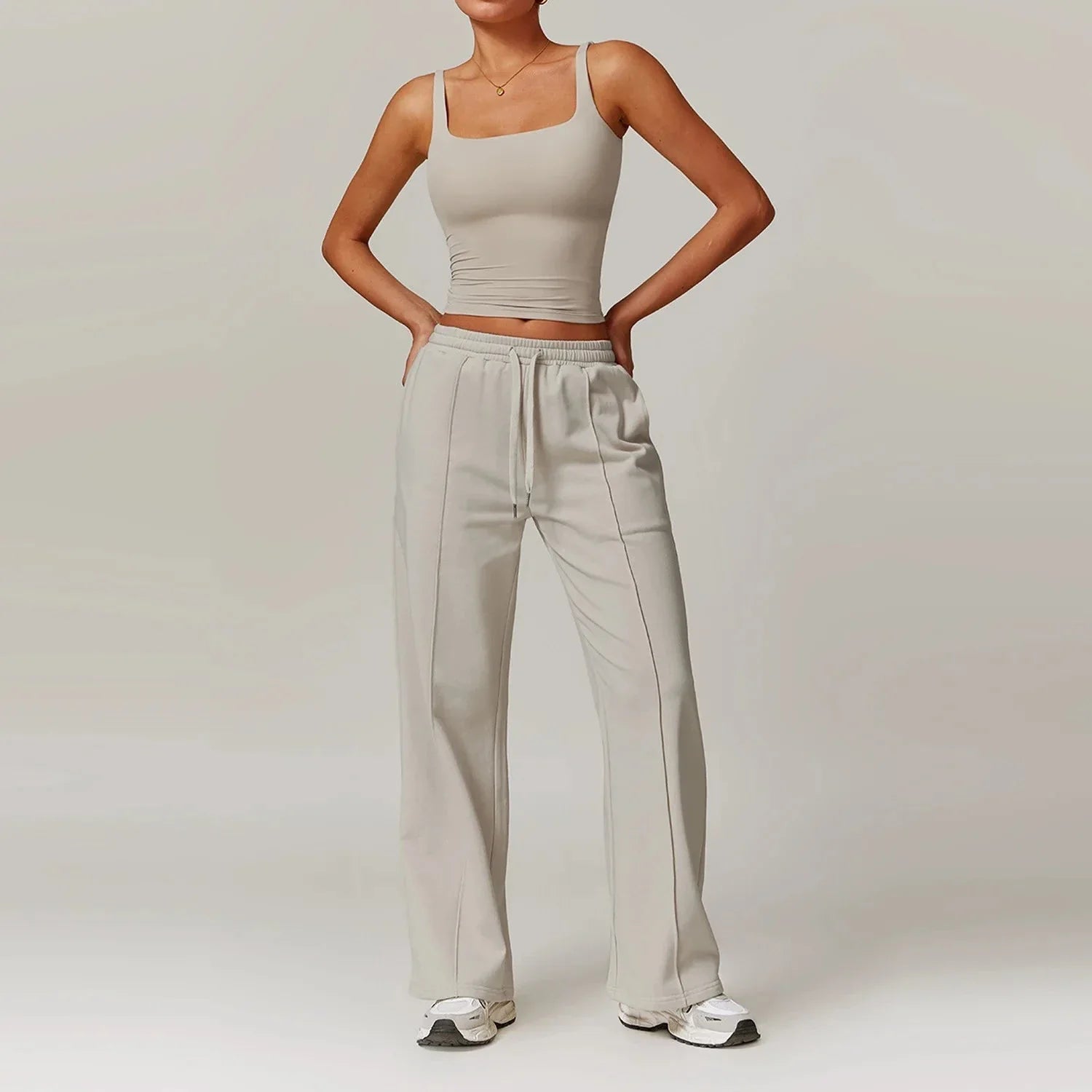 Synergy Gym Set - Pants + Crop Top Sets Starlethics Shallow Khaki S 